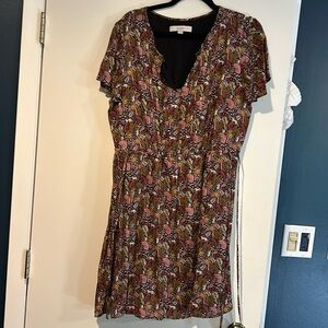Jungle print cinched waist dress